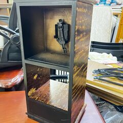 桜皮 時計 アンティーク 小物入れ付の画像