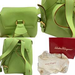 186001 現状品 Salvatore Ferragamo サルヴァトーレフェラガモ バックパック イエローグリーン レザー レディース [240520HM030092]の画像