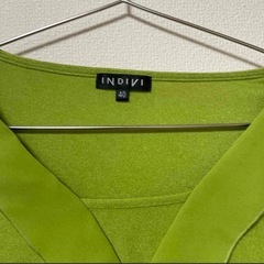 INDIVI トップス　グリーン　黄緑　フリル　ブラウス　日本製の画像