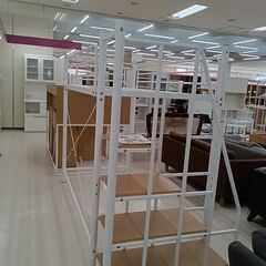 リユースのサカイ栃木店★ジモティ割あり★ タンスのゲン パイプロフトベッド ホワイト W102×D236×H178 クリーニング済み TC10278の画像