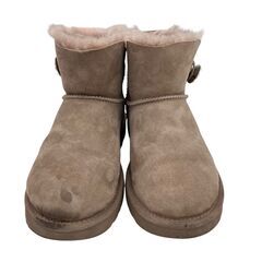 186001 現状品 UGG アグ ムートンブーツ ベイリーボタンブリング MINI BAILEY BUTTON BLING 1016554  ベージュ 24cm 箱入り [250226HM150167]の画像