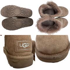 186001 現状品 UGG アグ ムートンブーツ ベイリーボタンブリング MINI BAILEY BUTTON BLING 1016554  ベージュ 24cm 箱入り [250226HM150167]の画像