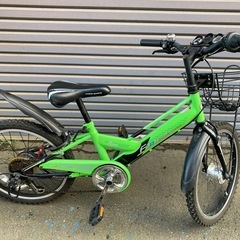 自転車 20インチ 緑系　グリーン系　カゴ ベル 鍵付き サイクル　子供　小学生の画像