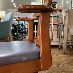木製ダイニングチェア🪑 昭和レトロ ヴィンテージ 木製椅子 チェア イス 椅子 回転式 紺色 茶色の画像