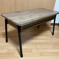 ✨木目調ローテーブル✨収納スペース付き／幅80cm×奥行38cm×高さ42cm／ブラック脚の画像