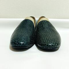 【レア品 / Naturalizer】ロ－ファ－ 23cm 革 蛇柄 グリ－ンの画像