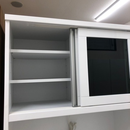 近藤産業レンジボード2枚スライド扉ホワイト【トレファク堺福田店】 近藤産業 レンジボード ナチュラル×ホワイト スライド扉 41-002