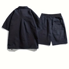 ダークネイビー 半袖シャツ セットアップ JP-Lサイズの画像
