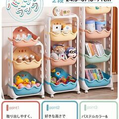 ★3段★ かわいい 収納ラック パステルカラー 安全構造 天板・キャスター付の画像