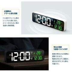 ★温度表示★ LED デジタル時計 USB式 アラーム40種 黒 他カラー有の画像