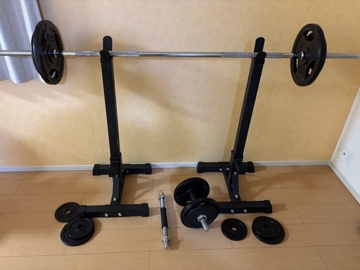【美品】バーベル（バーベル置き付）&ダンベル&懸垂台セット！！※8月25日月曜日まで