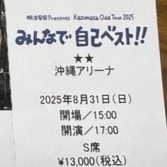 【2枚組】小田和正ライブチケット 8/31 沖縄アリーナの画像