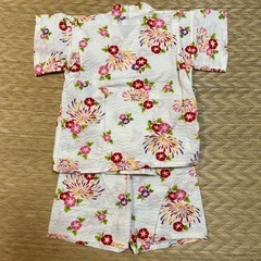 女児95サイズ 甚平 白/朝顔柄 美品の画像