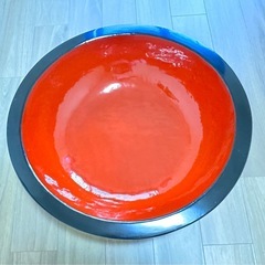 手彫り 漆塗り朱塗り こね鉢の画像
