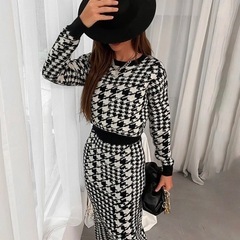 千鳥格子柄 ニット セットアップの画像