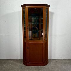 『FUJIFURNTURE』富士ファニチア キュリオケース ガラスキャビネット ガラスショーケース ショーケース コーナーキャビネット 飾棚 飾り棚 照明付き RWcur1の画像