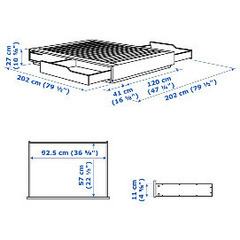 IKEA MANDAL マンダール　セミダブルサイズベットフレーム木材の画像