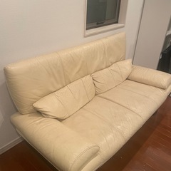 レザーソファ2人掛け【オフホワイト】　の画像