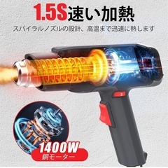 無段階調温 ヒートガン ホットガン 2段階風量 6可変 温度 設定 PSE認証の画像