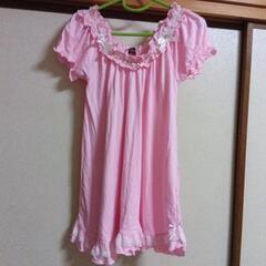 ピンク リボンレース 上下 ルームウェアの画像