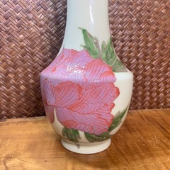 配送可能　有田焼 琥山窯 花生 大花絵 小野琥山 鳳仙窯 昭和レトロ 良品 花瓶 花入 茶道具　華道具　アンティーク　 花瓶 花器 花入　在銘の画像