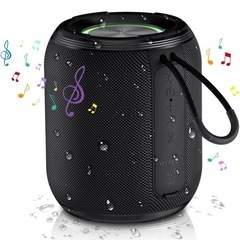 Bluetooth スピーカー 重低音強化 HIFI音質 24時間長続航 IPX7防水 (TWS機能/TFカード/AUX対応) ワイヤレス LEDライト付き Type-C充電 ポータブルスピーカーの画像