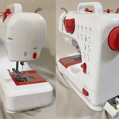 【美品】FHSM-505B ポータブルミシン 動作確認済（直線縫い）ペダル・ACアダプター付　単3乾電池で使用可能！の画像