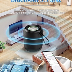 Bluetooth スピーカー 重低音強化 HIFI音質 24時間長続航 IPX7防水 (TWS機能/TFカード/AUX対応) ワイヤレス LEDライト付き Type-C充電 ポータブルスピーカーの画像