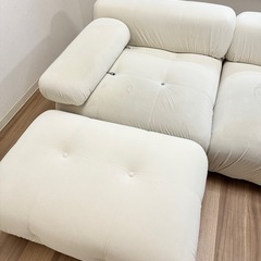 ソファー ホワイト 2人〜3人掛け 足置き セットの画像