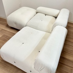 ソファー ホワイト 2人〜3人掛け 足置き セットの画像