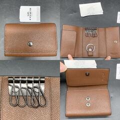未使用保管品 コーチ COACH キーケース キーリング 5連 レザー 73992NICWH ブラウン茶　メンズレディース　ユニセックスの画像