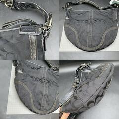 コーチ COACH ワンハンドル　ハンドバッグ　ショルダーバッグ 6279 シグネチャー 肩掛け レザー×キャンバス ブラック黒系の画像