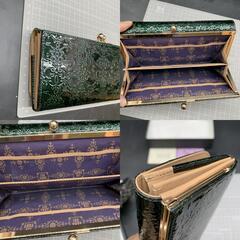 ANNA SUI  口金フラップ　エナメル長財布 アナスイ　310491　がま口　ダークグリーン系　レディースウォレット　未使用保管品の画像