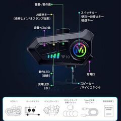 【新品】バイクインカム HIFI音響 ヘルメット対応 IPX67防水 自動音声通話対応の画像