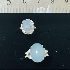天然　ムーンストーン　アクアマリン　シルバーオープンリング　フリーサイズ 指輪の画像