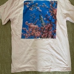 桜の花+スカイツリーデザイン ピンクTシャツ Mの画像