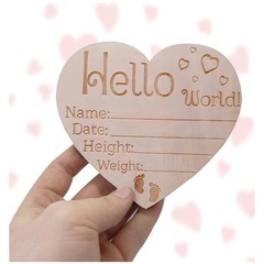 赤ちゃんの誕生 木製 Hello World 新生児サイン ハート 新生児の画像