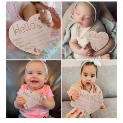 赤ちゃんの誕生 木製 Hello World 新生児サイン ハート 新生児の画像