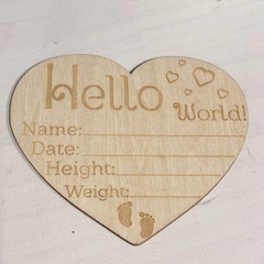 赤ちゃんの誕生 木製 Hello World 新生児サイン ハート 新生児の画像