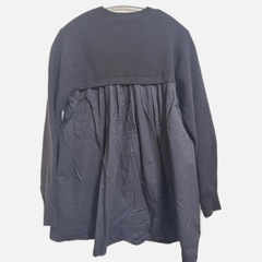 【オペークドットクリップ】ブラック 長袖ニットと布地  Mの画像
