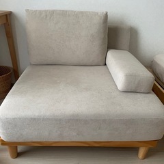 ソファー　1人掛け　木製　ベージュ　soroiの画像