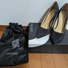 美品）STACCATA スパンコールパンプス24.5cm（シューズ袋・替えピン、お箱付き）結婚式お呼ばれシューズ
の画像