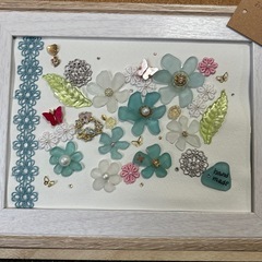 〈日用品交換OK品〉シーグラスアートお花デコレーションの画像