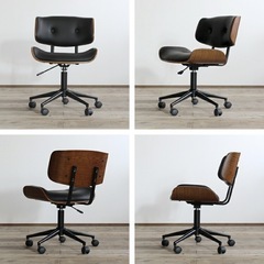 美品！デスクチェア　椅子　レザー✖️ウッド調　　の画像