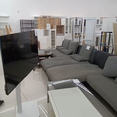★リユースのサカイ日立店★HJ7467 NITORI ガラステーブル ホワイト/シルバー H40.5×D60×W110 クリーニング済み の画像