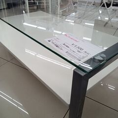 ★リユースのサカイ日立店★HJ7467 NITORI ガラステーブル ホワイト/シルバー H40.5×D60×W110 クリーニング済み の画像