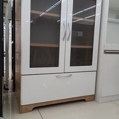★リユースのサカイ日立店★HJ7469  食器棚 ホワイト/ブラウン H84.5×D38×W59 クリーニング済み の画像