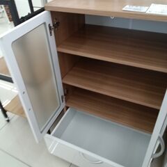 ★リユースのサカイ日立店★HJ7469  食器棚 ホワイト/ブラウン H84.5×D38×W59 クリーニング済み の画像