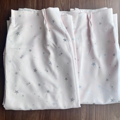 baby pink star  ベビー　ピンク　星柄　カーテン　180×104㎝　２枚セット　の画像