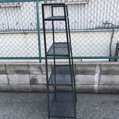 JM20172K) スチールラック黒/収納棚＜幅：約60cm 高さ：約147cm 奥行：約36 cm＞中古品【取りに来られる方限定】　 の画像